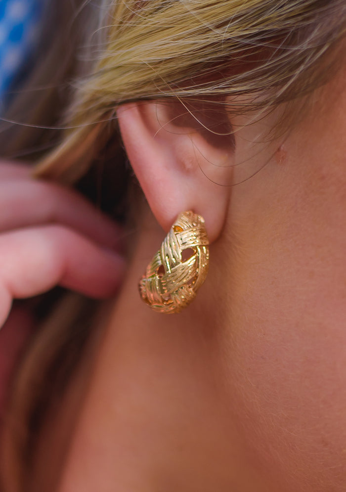 Gold Textured Hoop Earrings