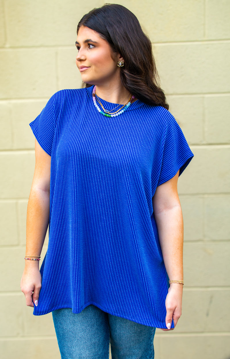 New Favorite Cobalt Blue Ribbed Top