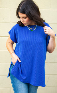 New Favorite Cobalt Blue Ribbed Top