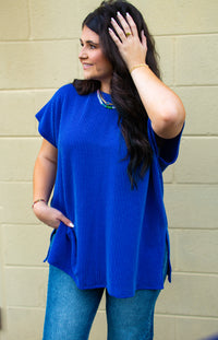 New Favorite Cobalt Blue Ribbed Top