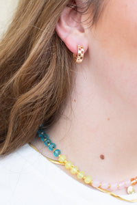 Checkered Cut Gold Hoop Earring