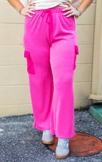 Posh Pink Ribbed Cargo Pant