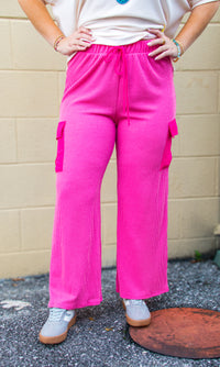 Posh Pink Ribbed Cargo Pant