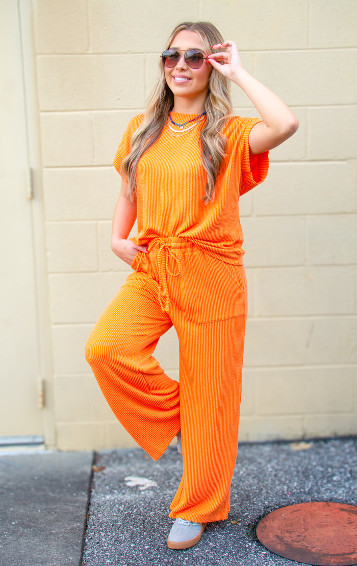 Bright Side Orange Ribbed Set