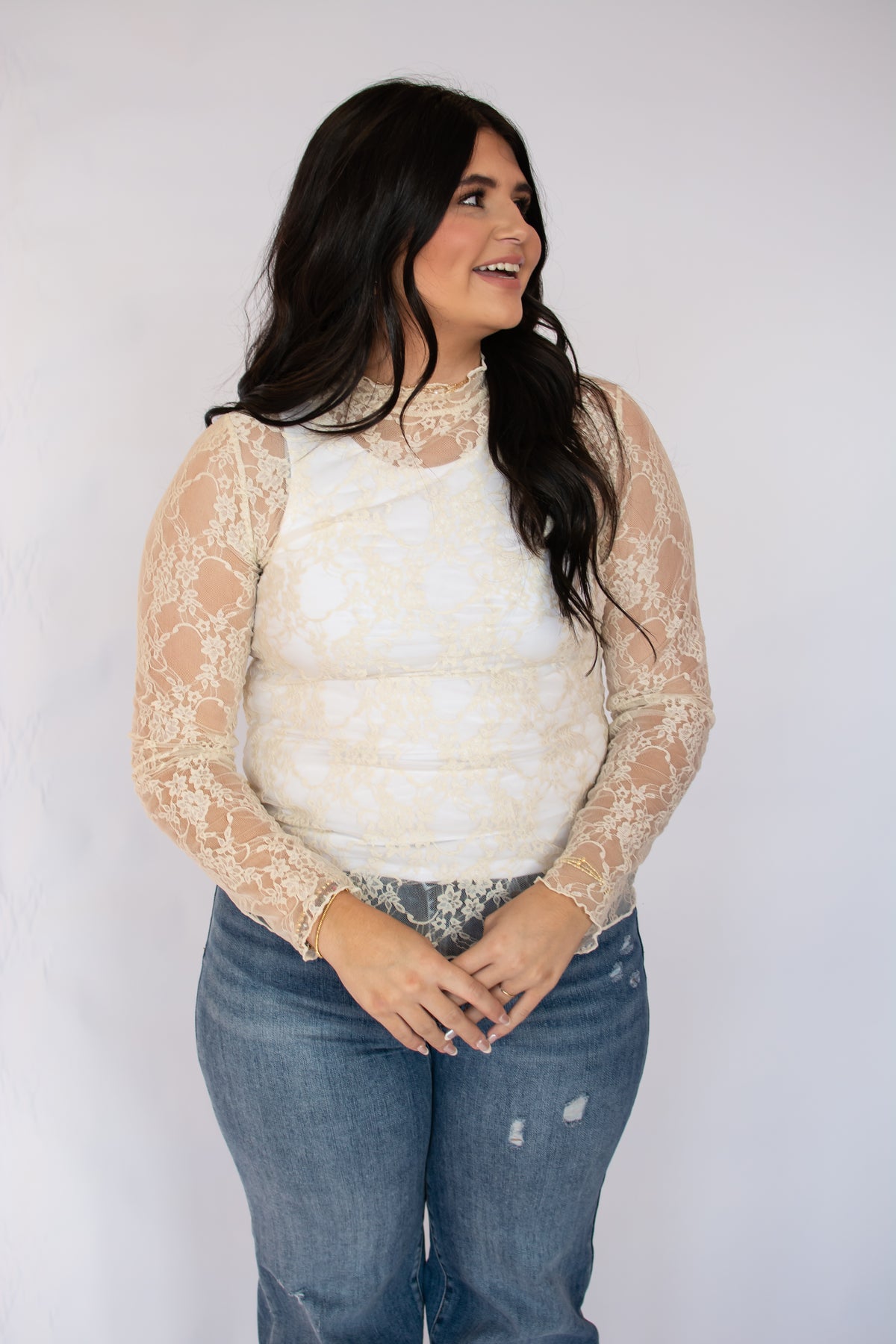 Lace Ivory Top - Small to 3X