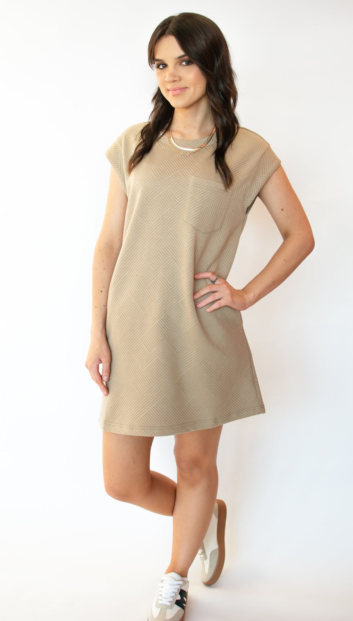 Breeze Quilted Beige Dress