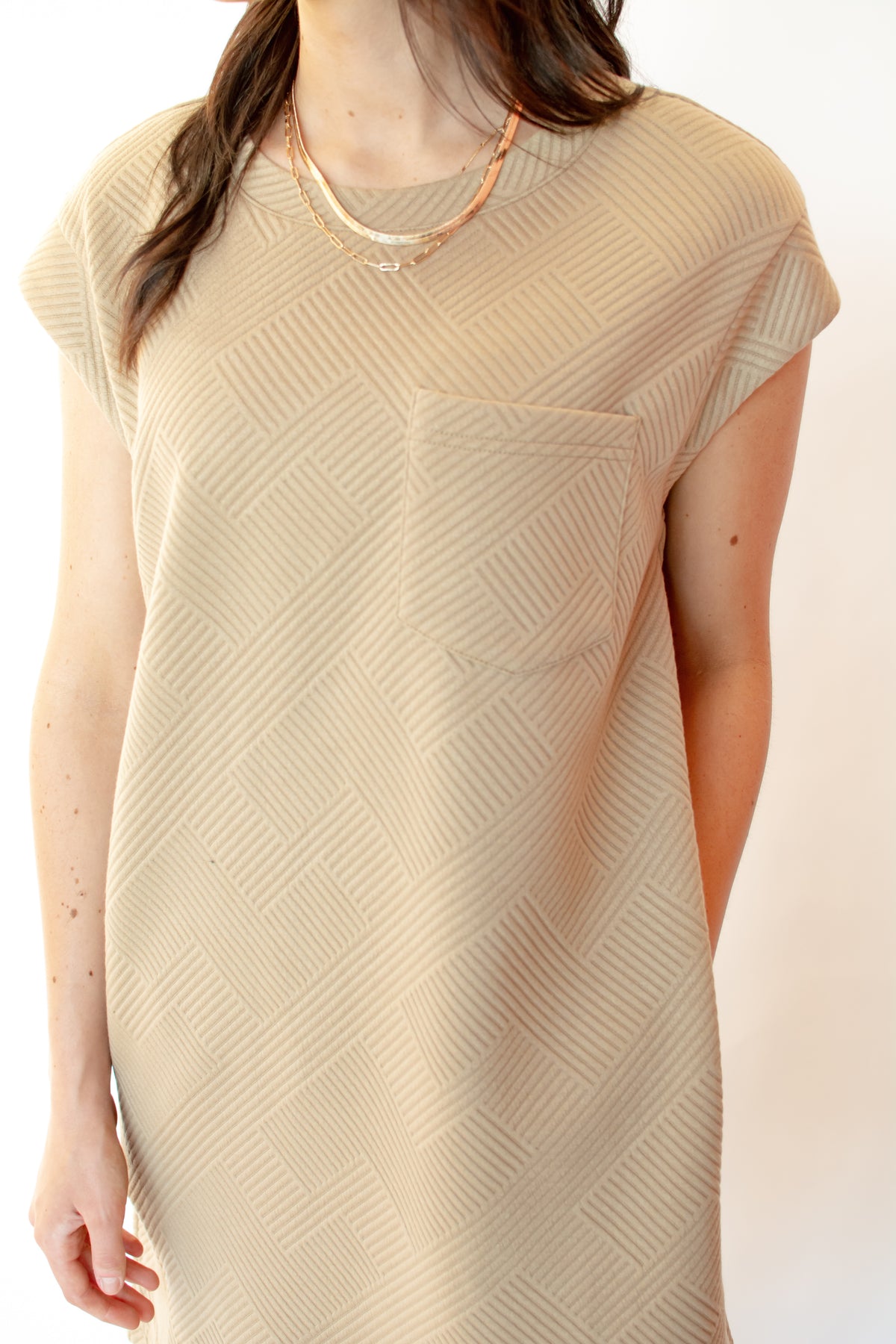 Breeze Quilted Beige Dress