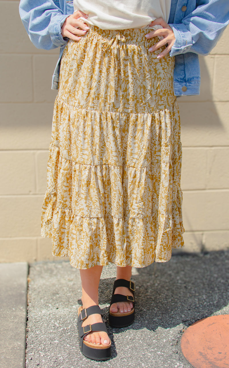 Fall Outing Floral Midi Skirt