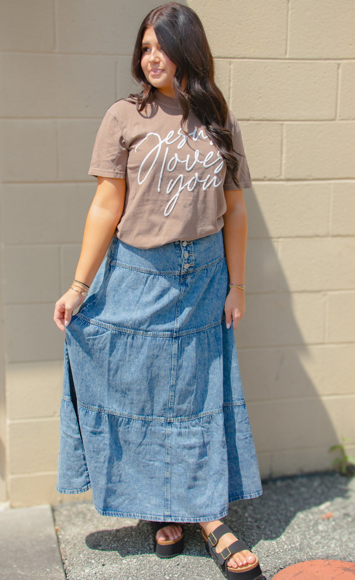 Lori Denim Tiered Maxi Skirt - RISEN