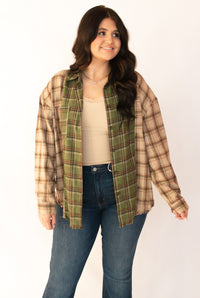 Vermont Scenes Olive Plaid Top