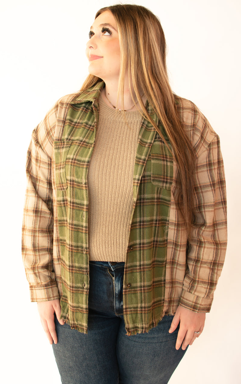 Vermont Scenes Olive Plaid Top