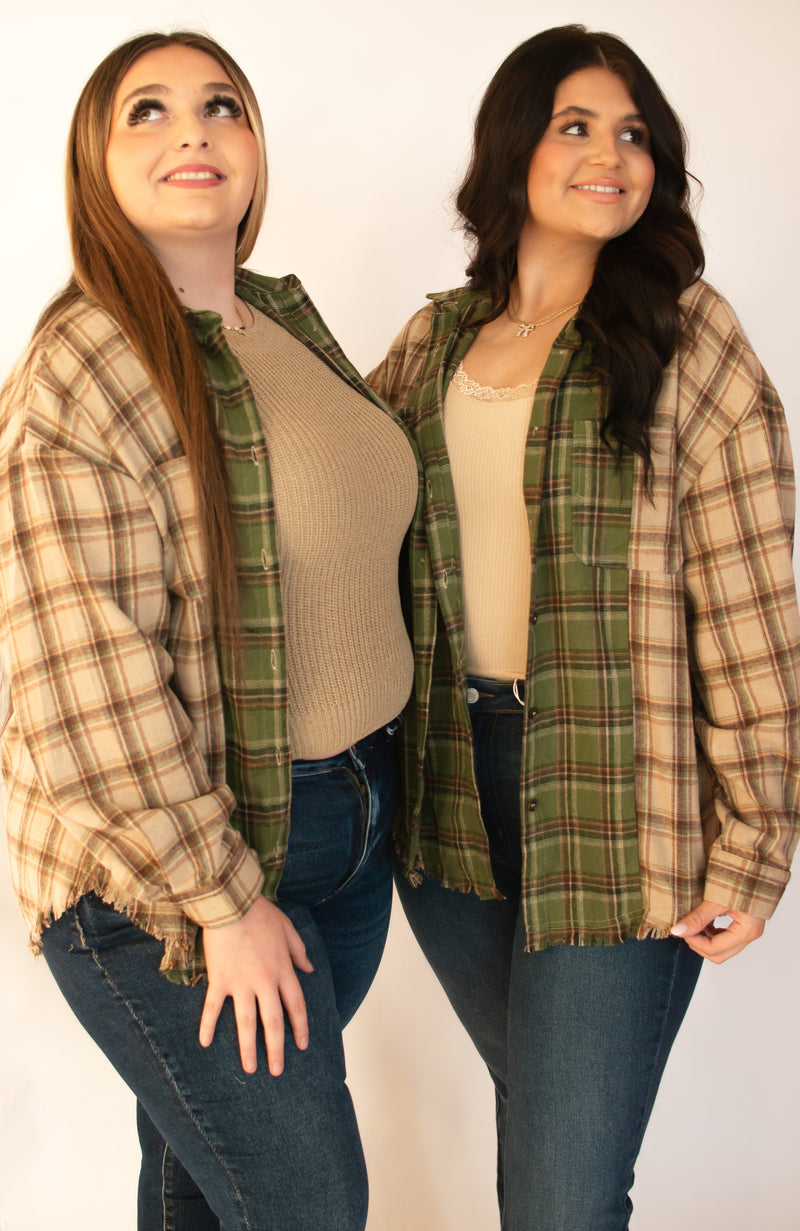 Vermont Scenes Olive Plaid Top