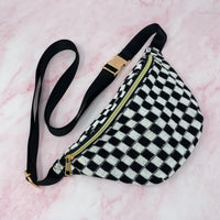 Black and White Checkered Sling Bag