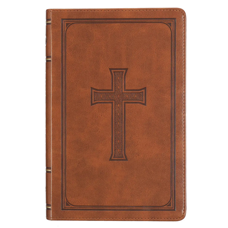 KJV Tan Leather Cross Bible