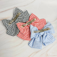 Blue Gingham Bow Hair Clip