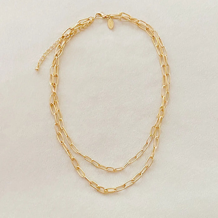 Double Gold Chain Link Necklace