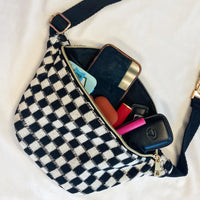 Black and White Checkered Sling Bag