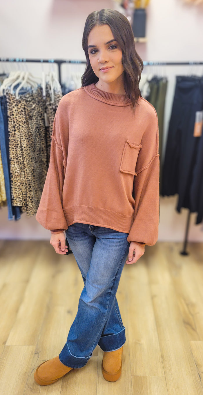 Terracotta Pocket Sweater - POL