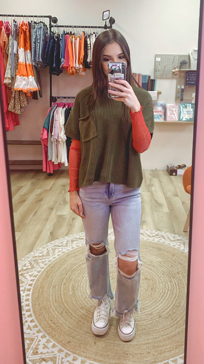 Autumn Days Olive Sweater Top