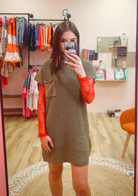 Classic Olive Sweater Dress