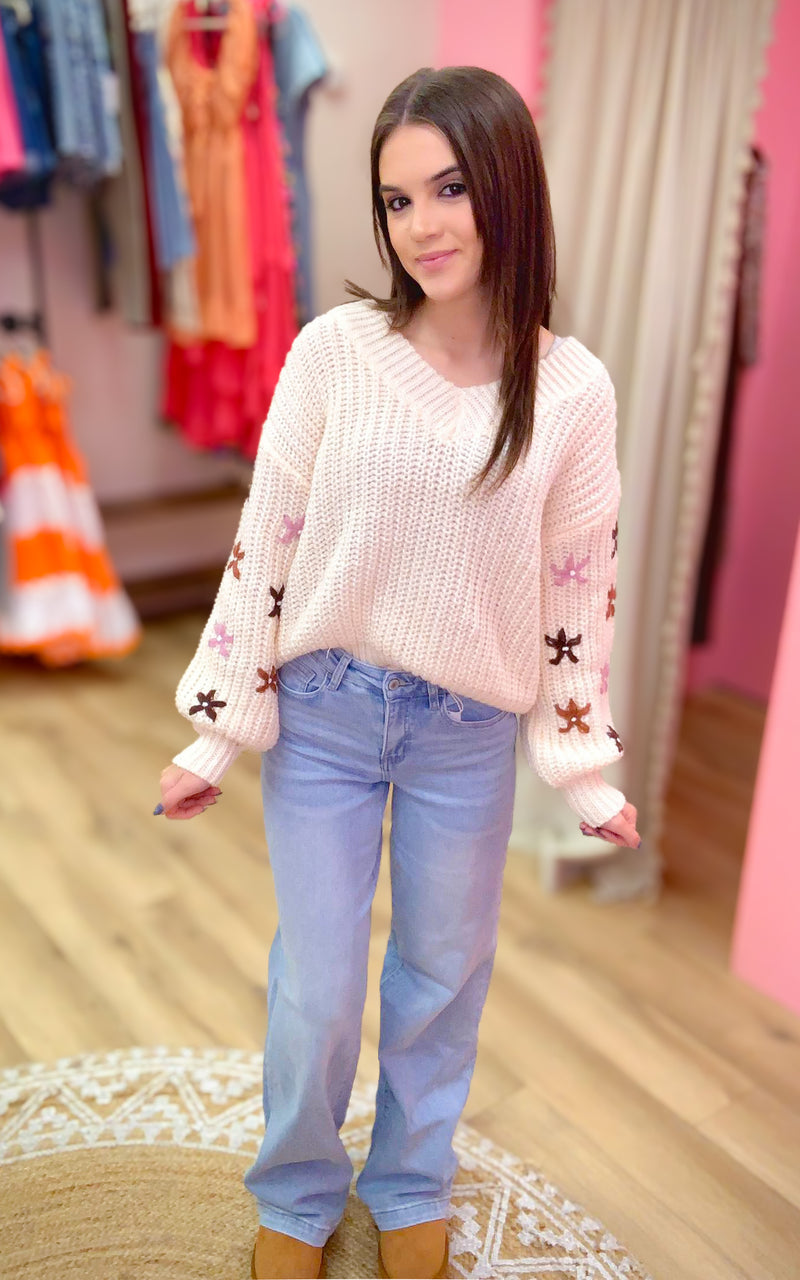 Bloom Floral Sleeve Sweater