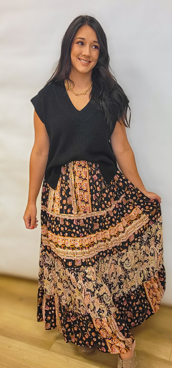 Paisley Dreams Black Skirt