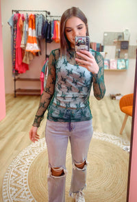 Hunter Green Lace Top